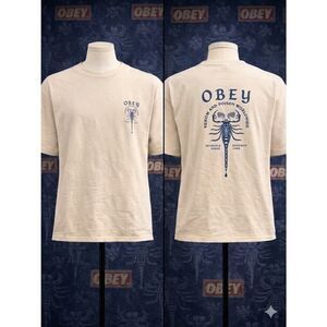 Obey Scorpion Graphic Tee Mens M Cream Venom Poison Streetwear